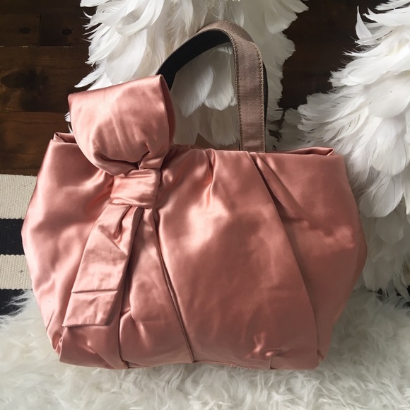 J. Crew Handbags - J. Crew Satin Bow handbag purse rose blush New